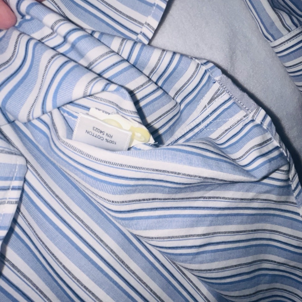 Banana Republic Mens Shirt XL Blue White Striped Long Sleeve Button Up - Picture 10 of 12